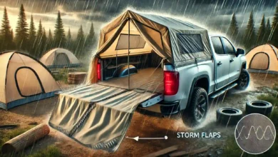 Storm Flaps in Truck Bed Tents