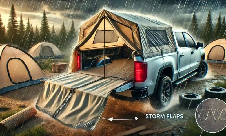 Storm Flaps in Truck Bed Tents